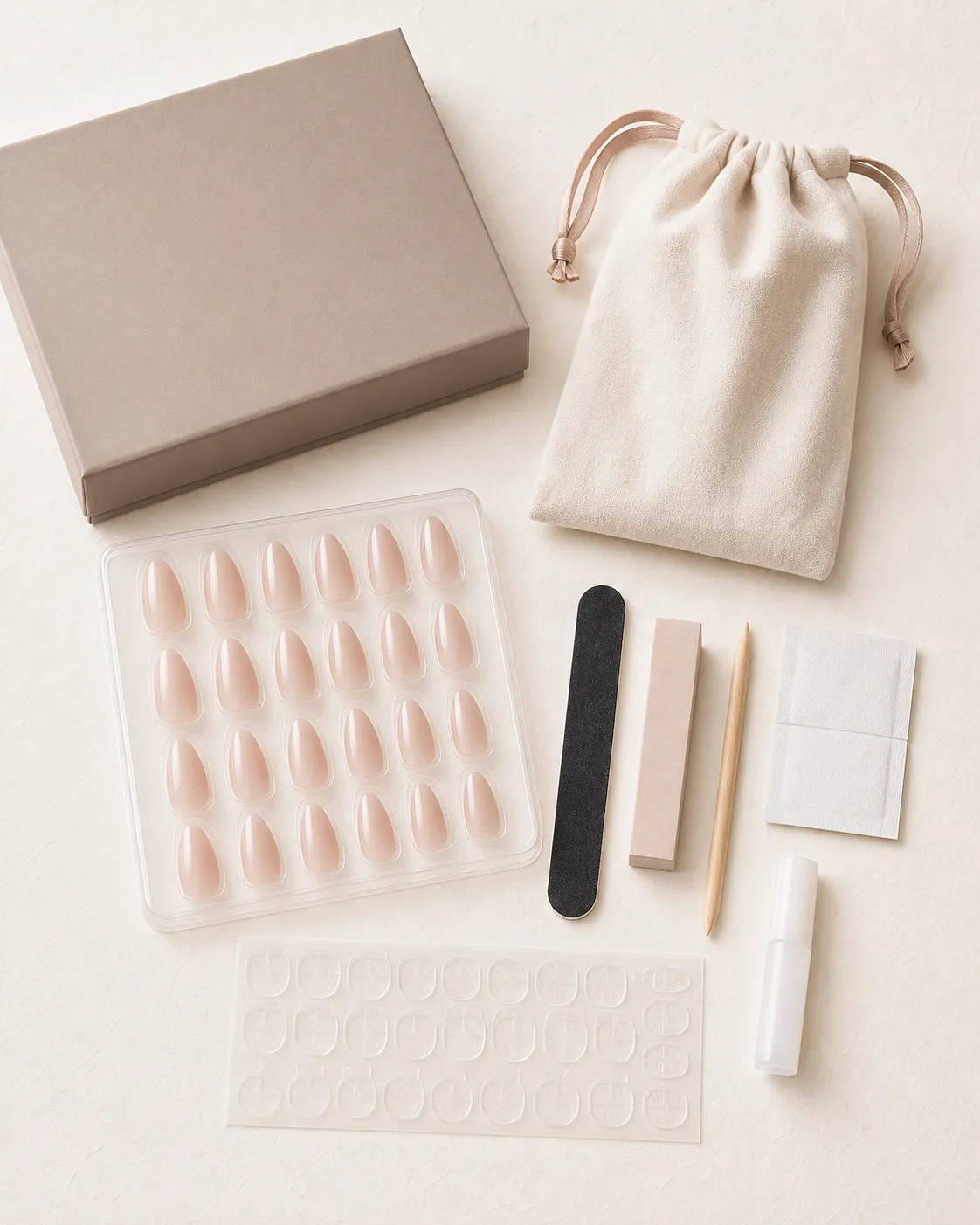 Press-on nail kit components