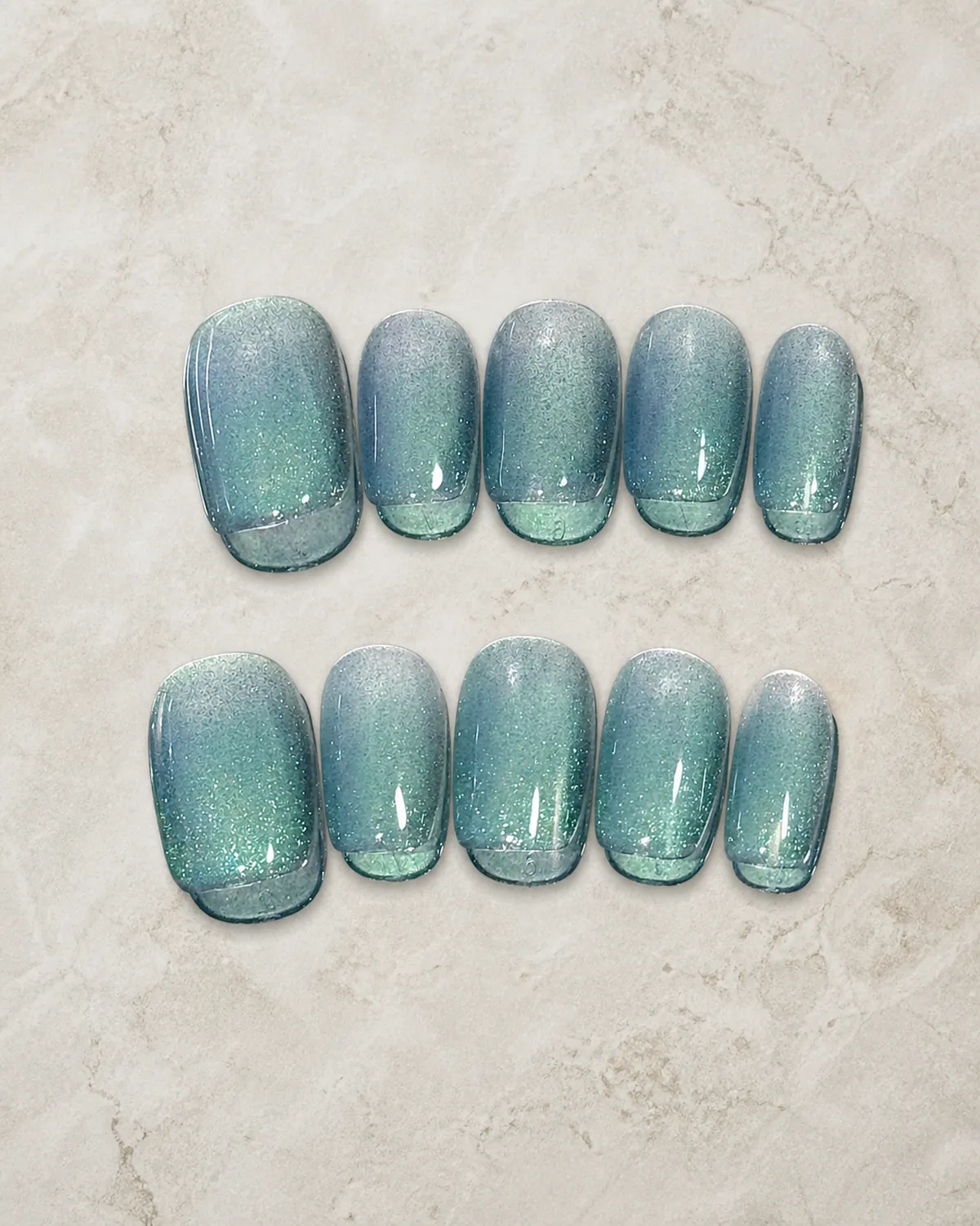 Lagoon Cat-Eye Press-On Nails product photograph