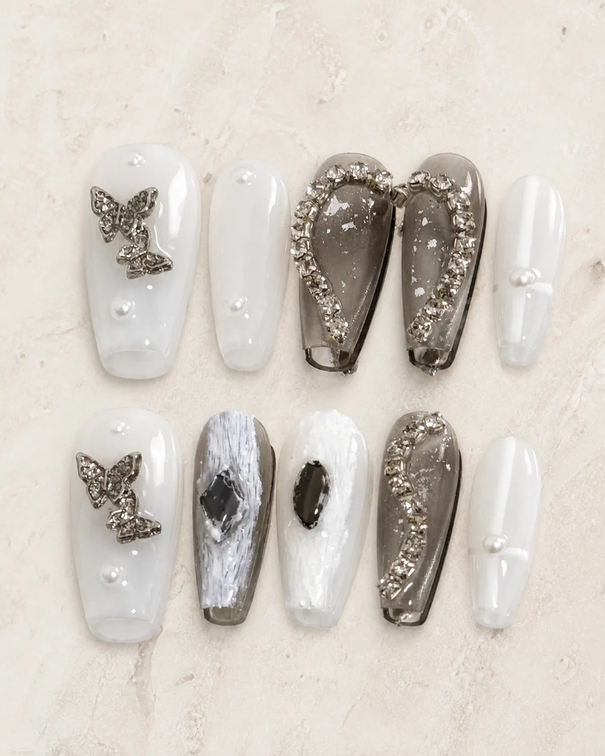 Sculpted Butterfly Chain Press-On Nails product photograph