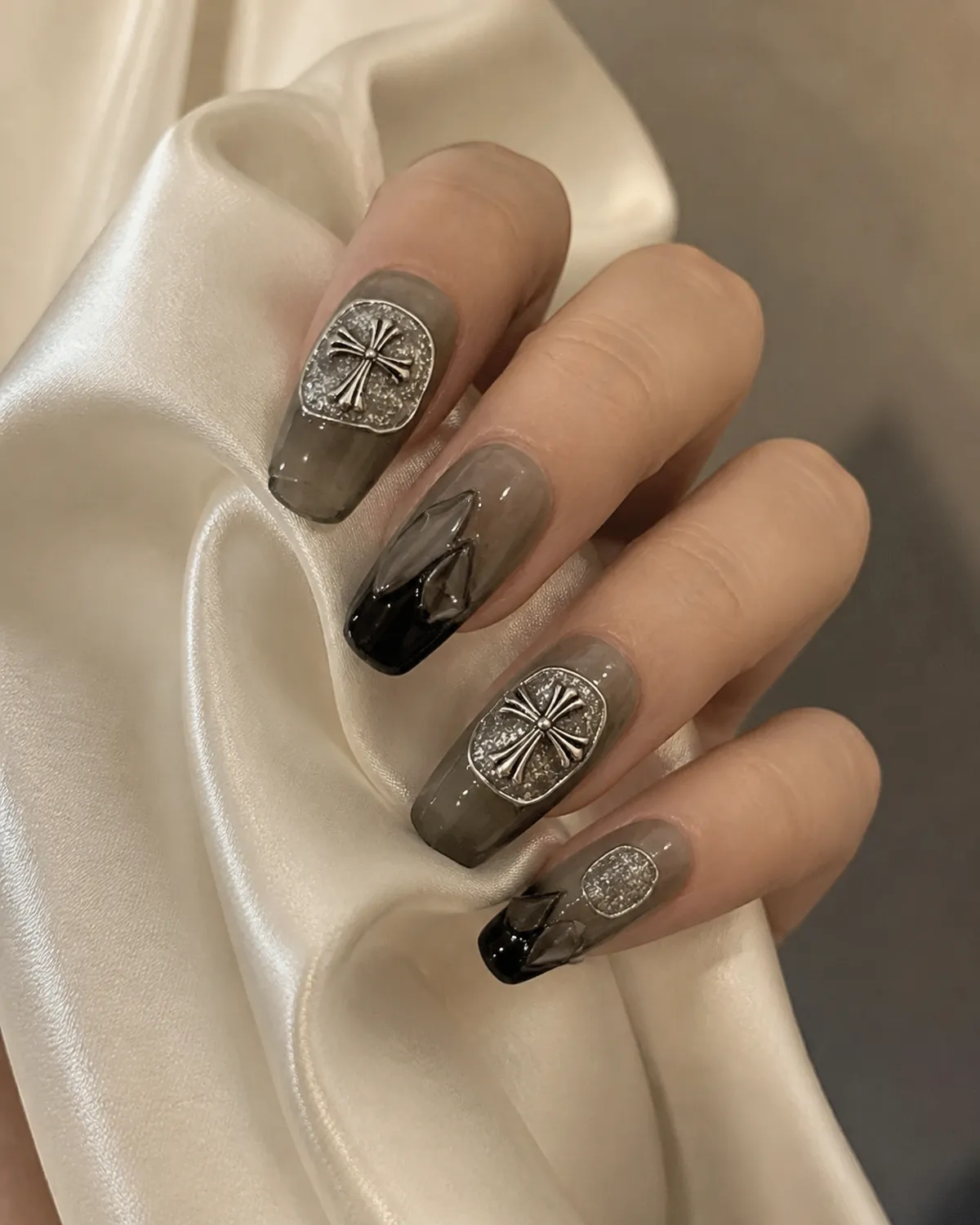 Smoke Gothic Cross Press-On Nails view 3