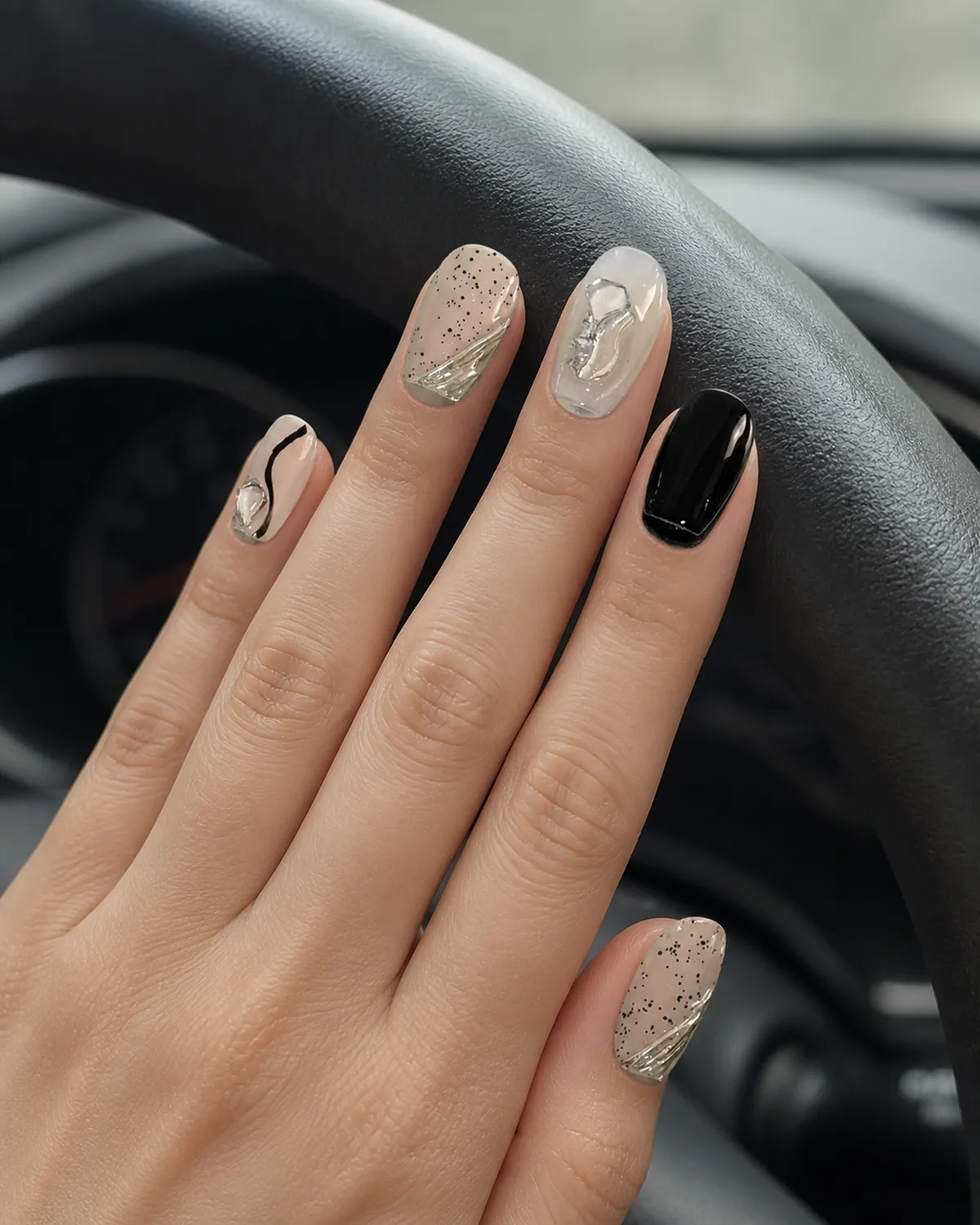 Speckled Eggshell Press-On Nails view 2