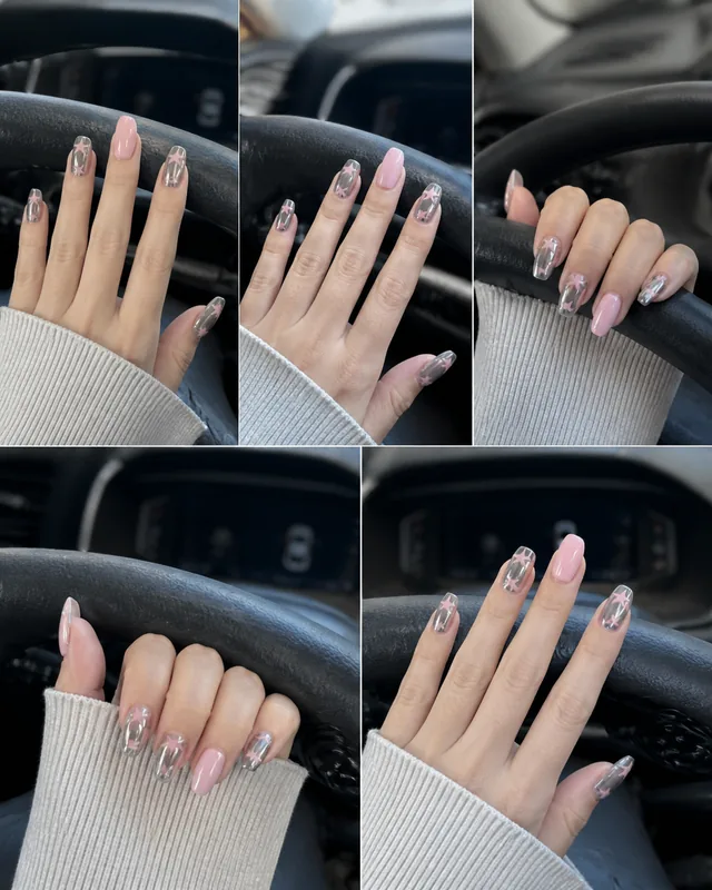 Golden Bunny Press-On Nails worn on hand
