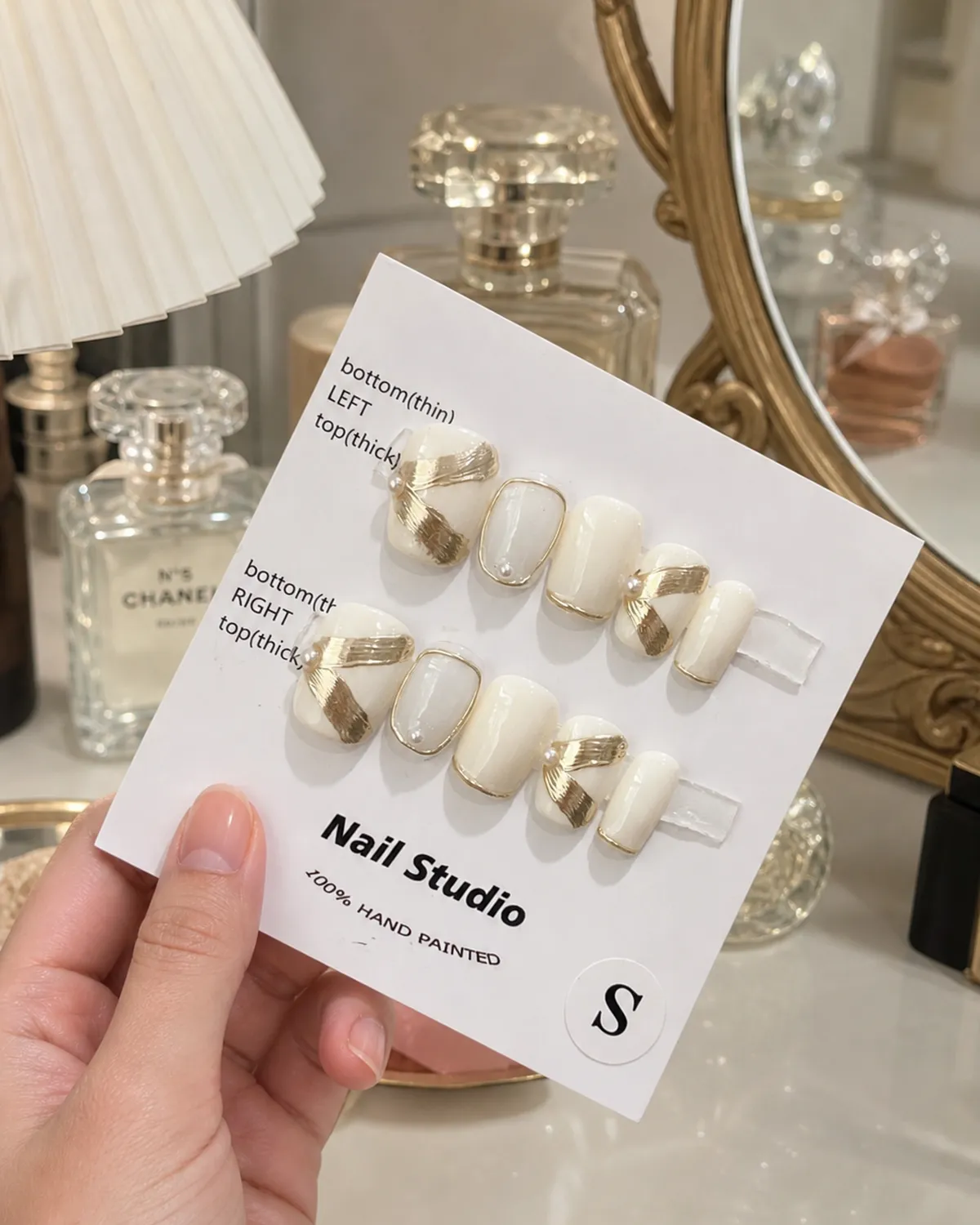Milky Ribbon Press-On Nails view 3