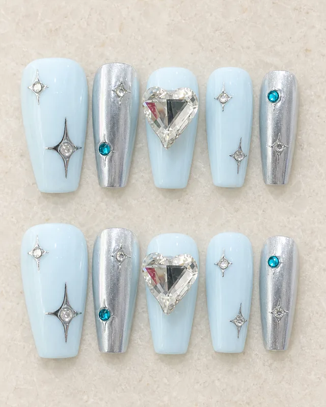 Blue Starfield Press-On Nails product photograph