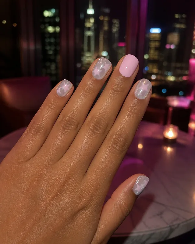 Metallic Siren Press-On Nails worn on hand