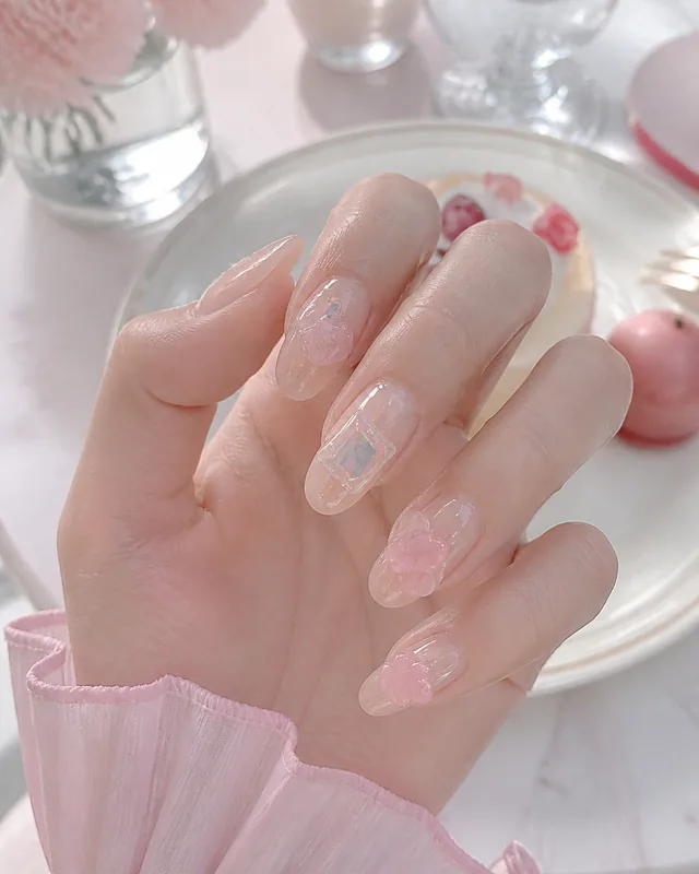 Candy Heart Press-On Nails worn on hand