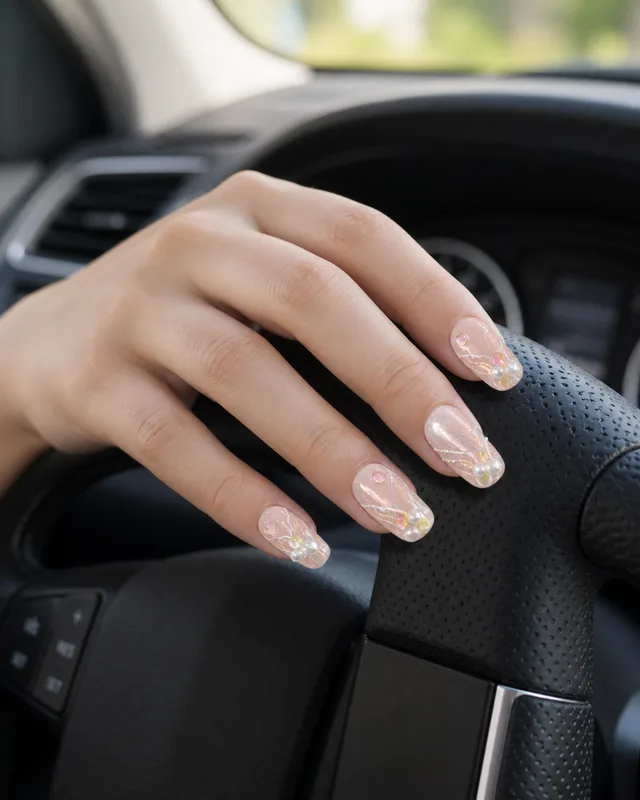 Dreamy Mermaid Press-On Nails worn on hand