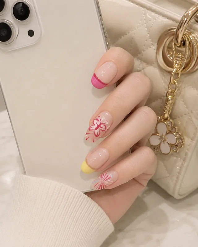 Painted Butterfly Press-On Nails worn on hand