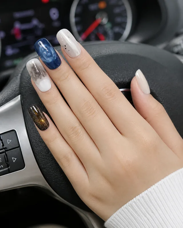 Starry Graffiti Press-On Nails worn on hand