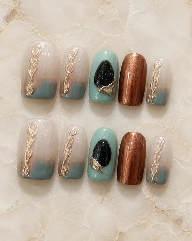 Olive Mocha Press-On Nails product photograph