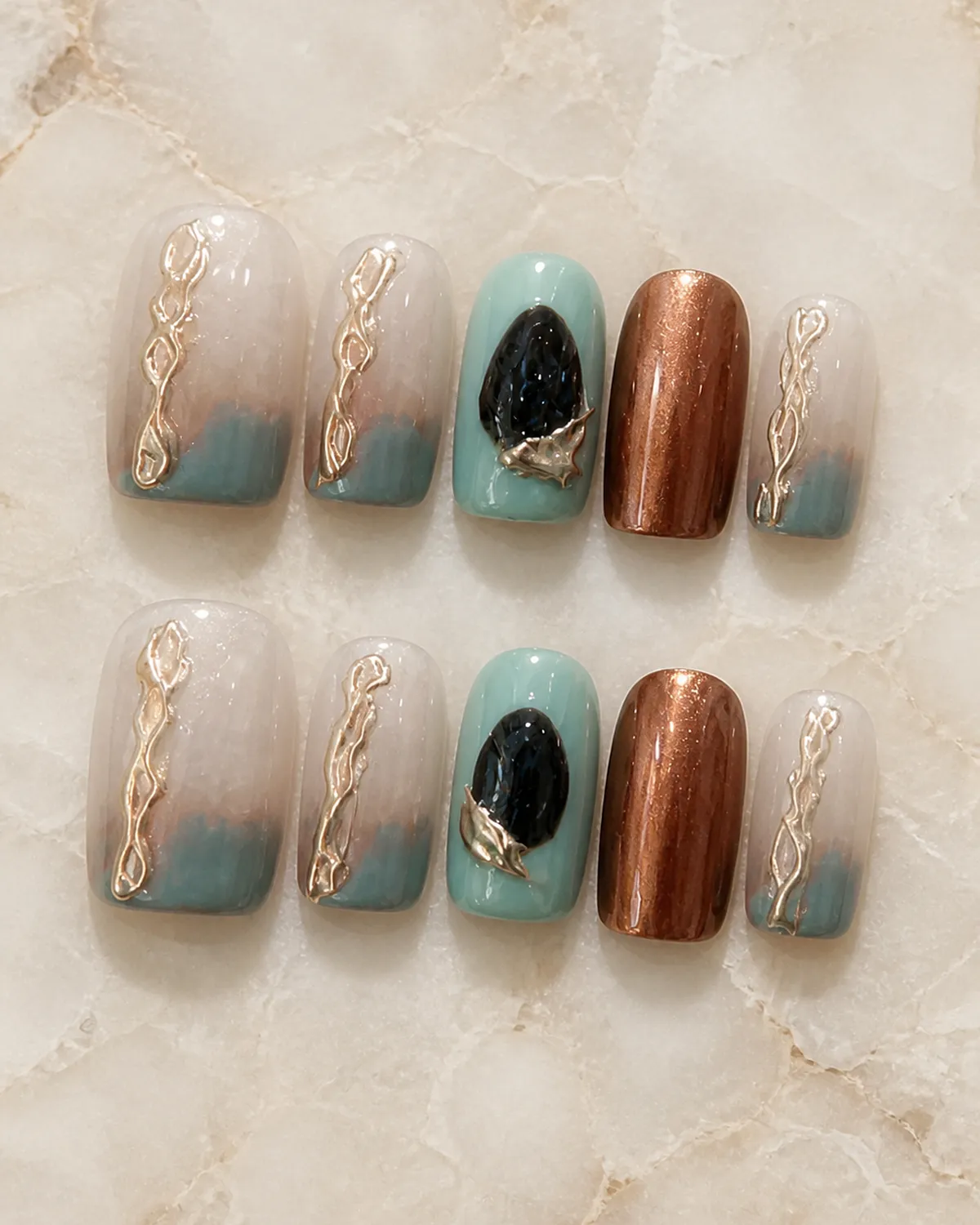 Olive Mocha Press-On Nails product photograph
