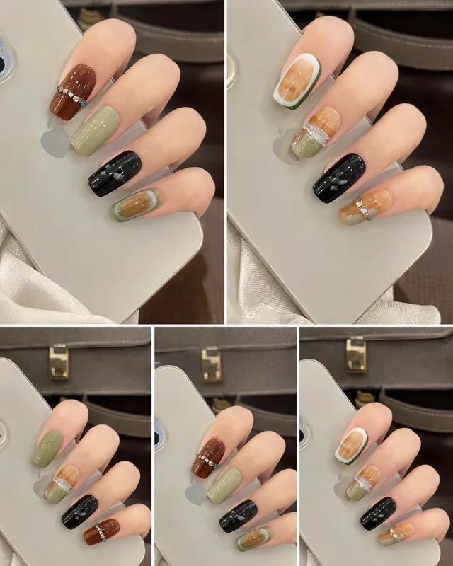 Dainty Floral Press-On Nails worn on hand