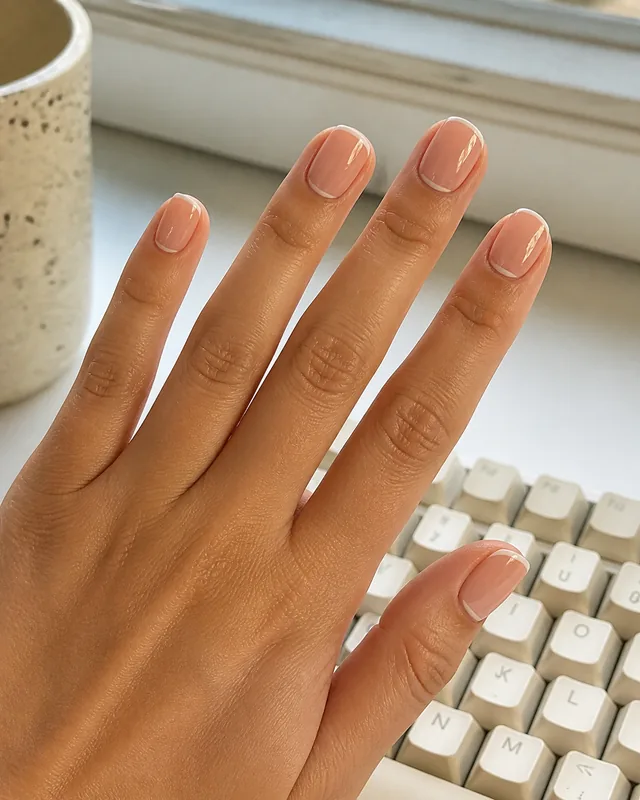 Minimal French Press-On Nails worn on hand