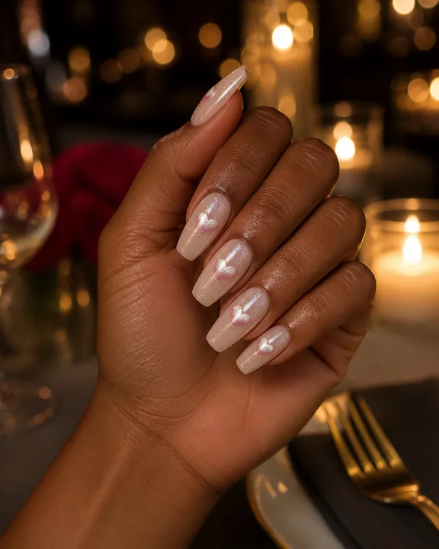 Heart Cat-Eye Press-On Nails worn on hand