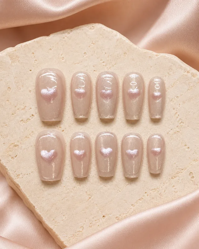 Heart Cat-Eye Press-On Nails product photograph