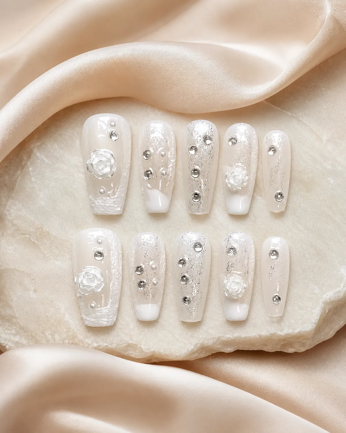 Sculpted Camellia Press-On Nails product photograph