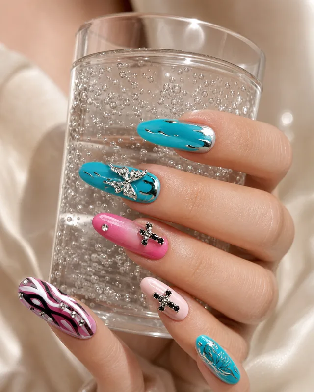 Studio Style WM0132 Press-On Nails worn on hand