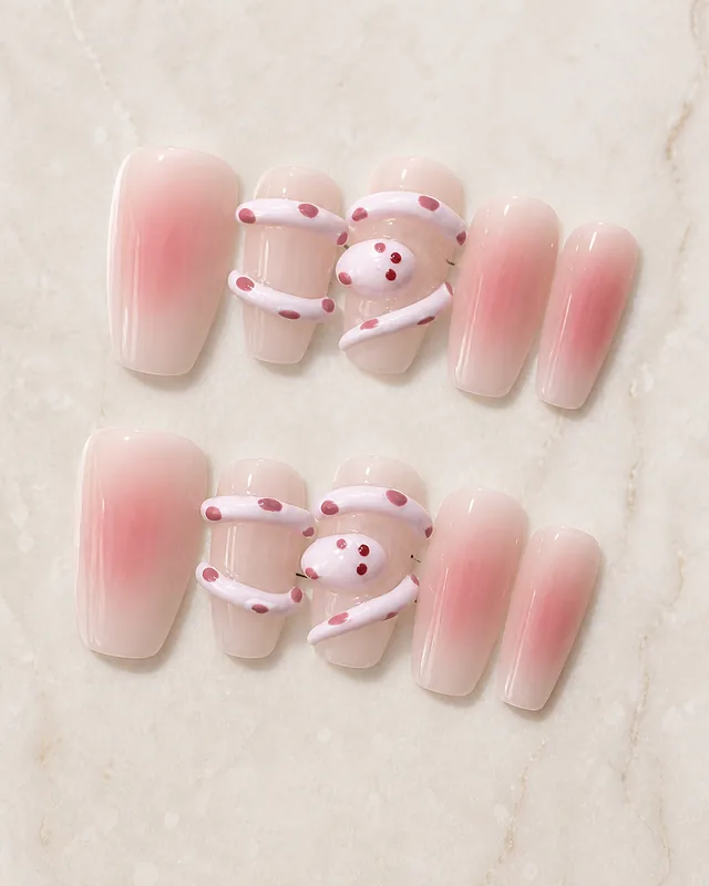 Blush Corn Snake Press-On Nails product photograph