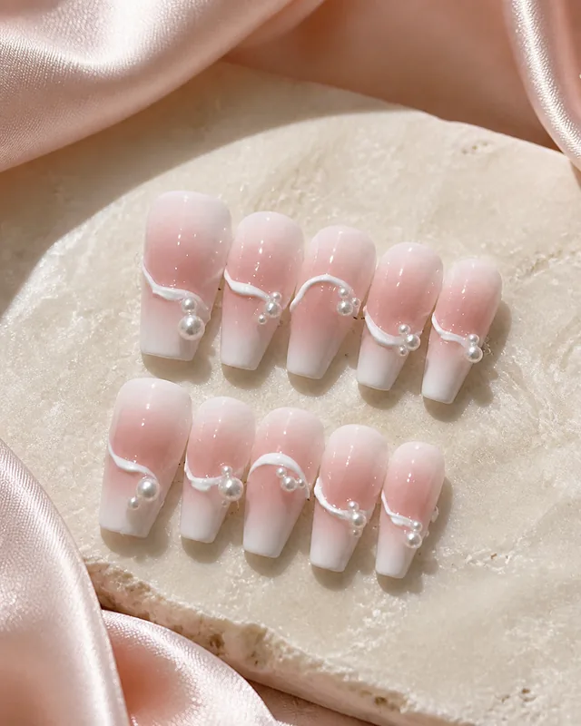 Embossed Blush Press-On Nails product photograph