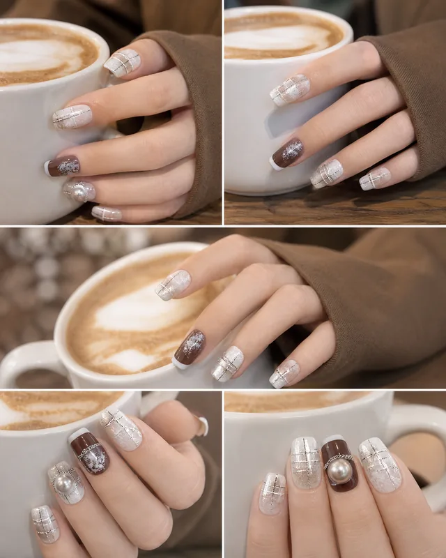 Couture Plaid Press-On Nails worn on hand