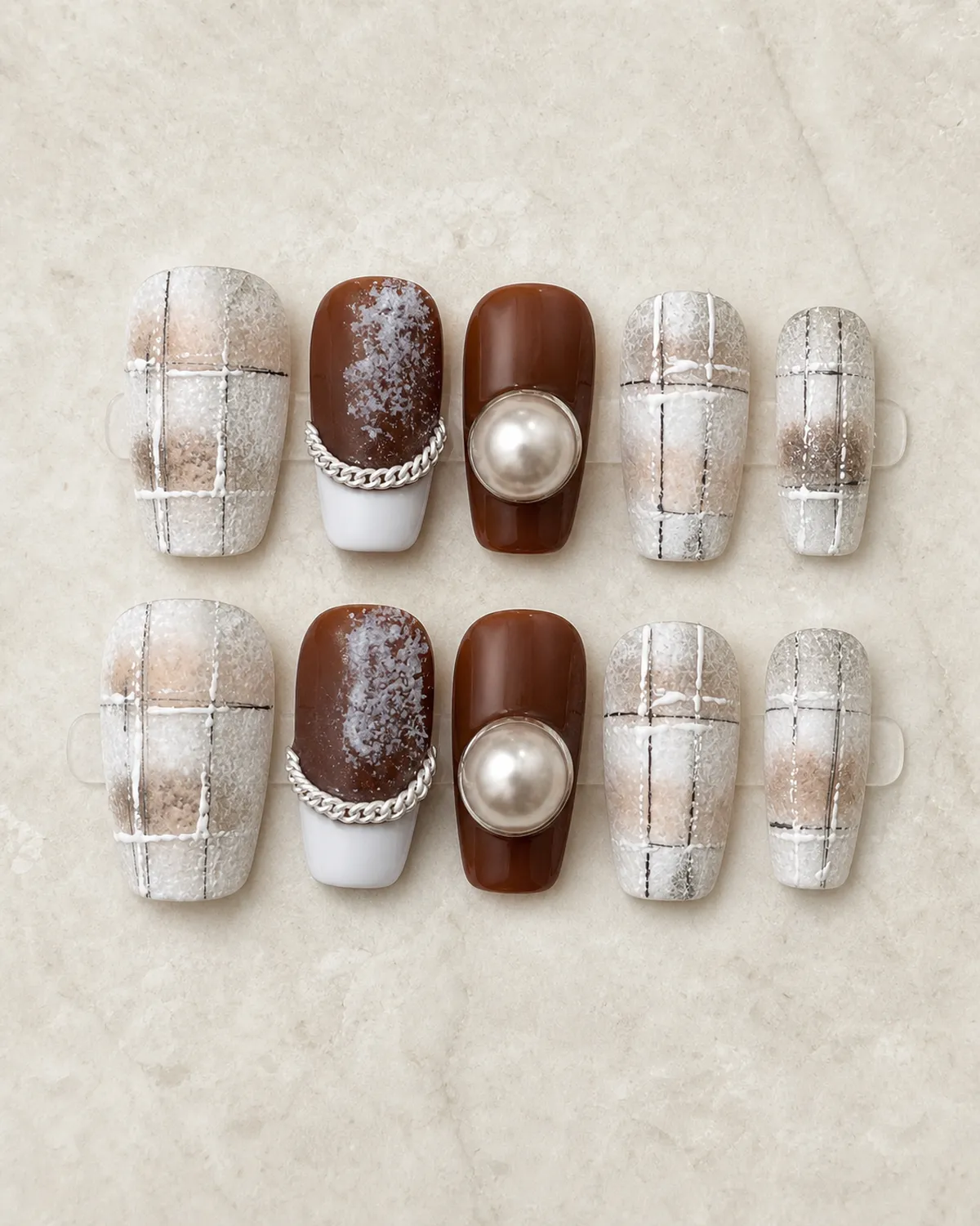 Couture Plaid Press-On Nails product photograph