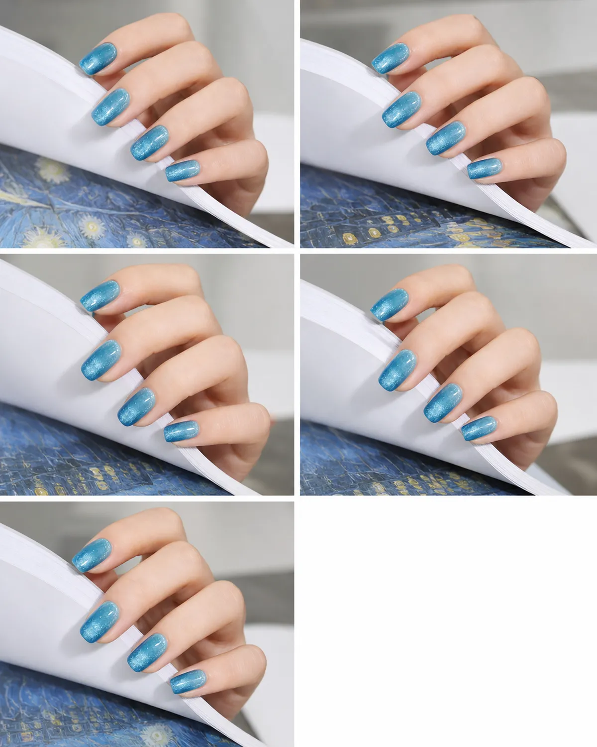 Blue Cat-Eye Press-On Nails view 2