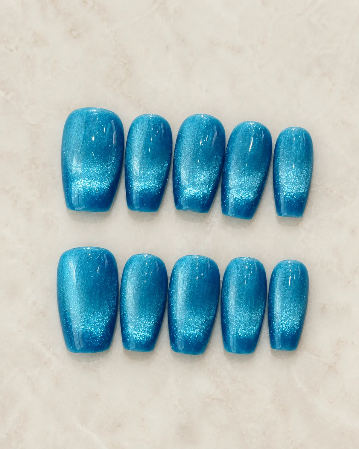 Blue Cat-Eye Press-On Nails product photograph