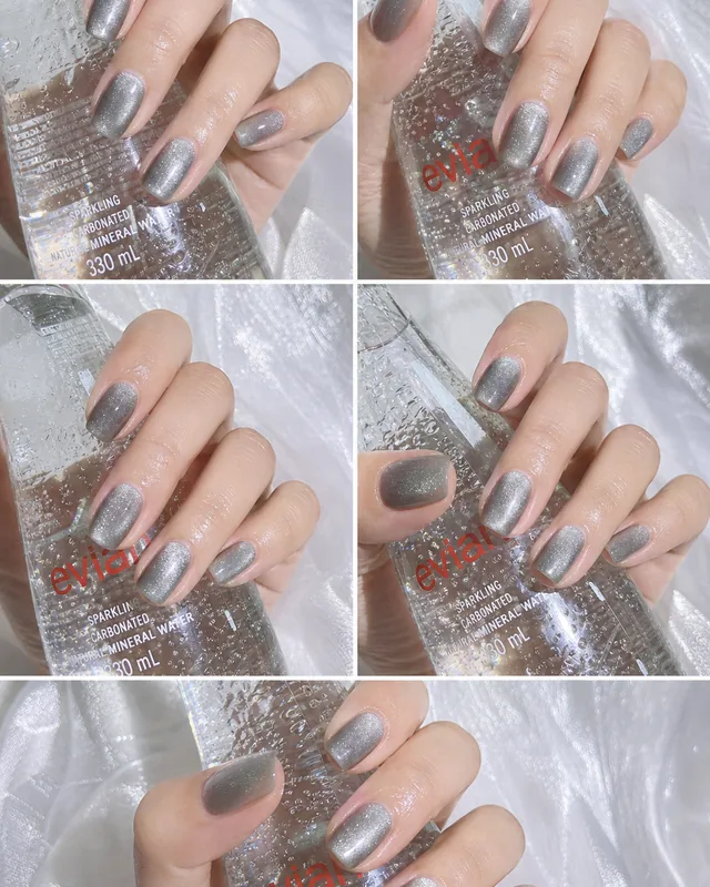 Black Cat-Eye Press-On Nails worn on hand