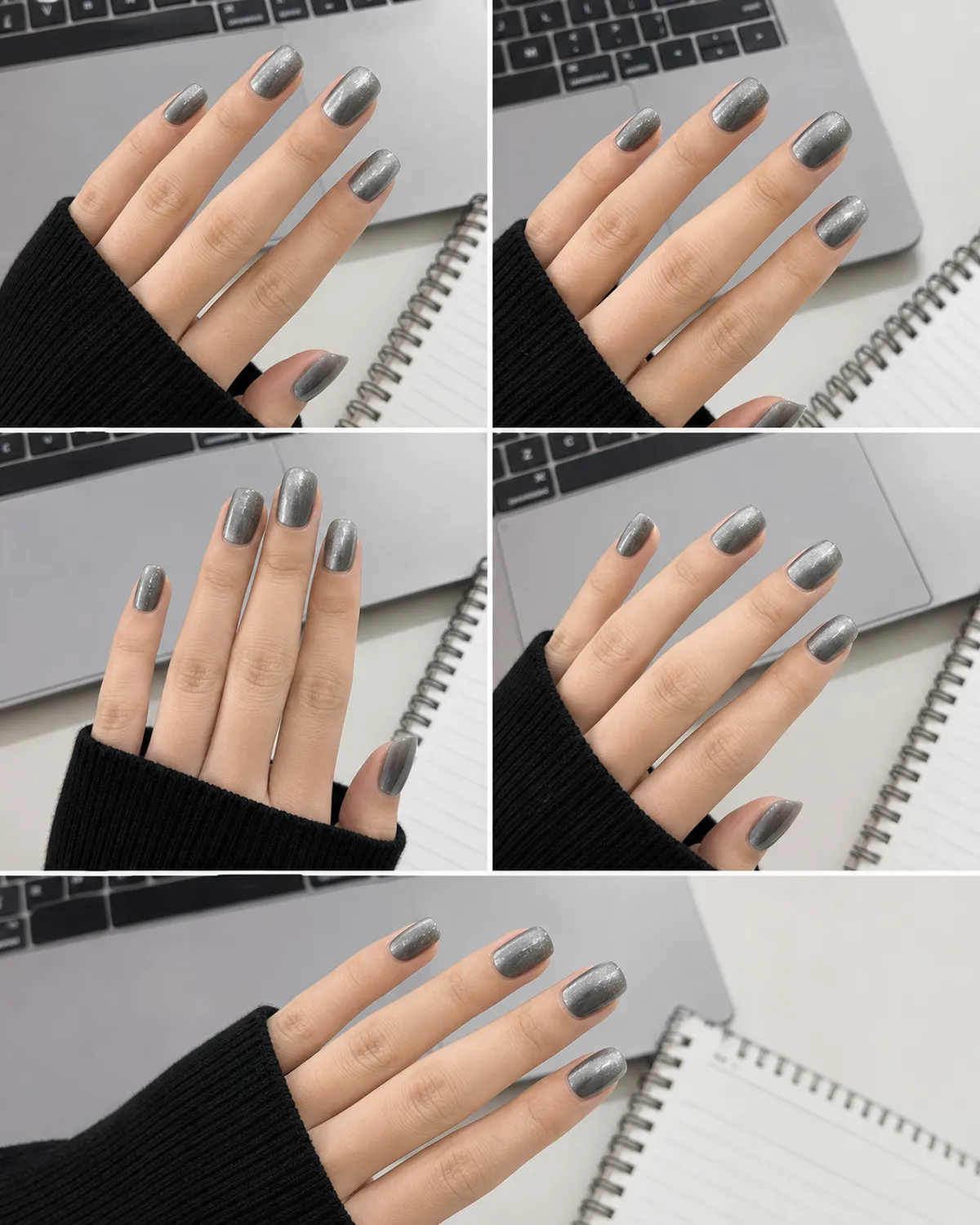 Black Cat-Eye Press-On Nails view 3