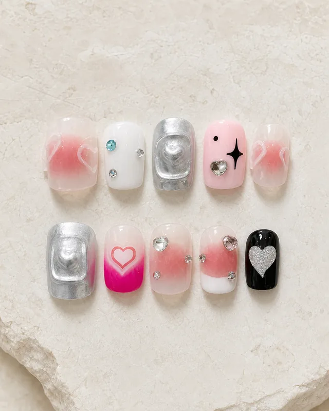Petite Heart Press-On Nails product photograph