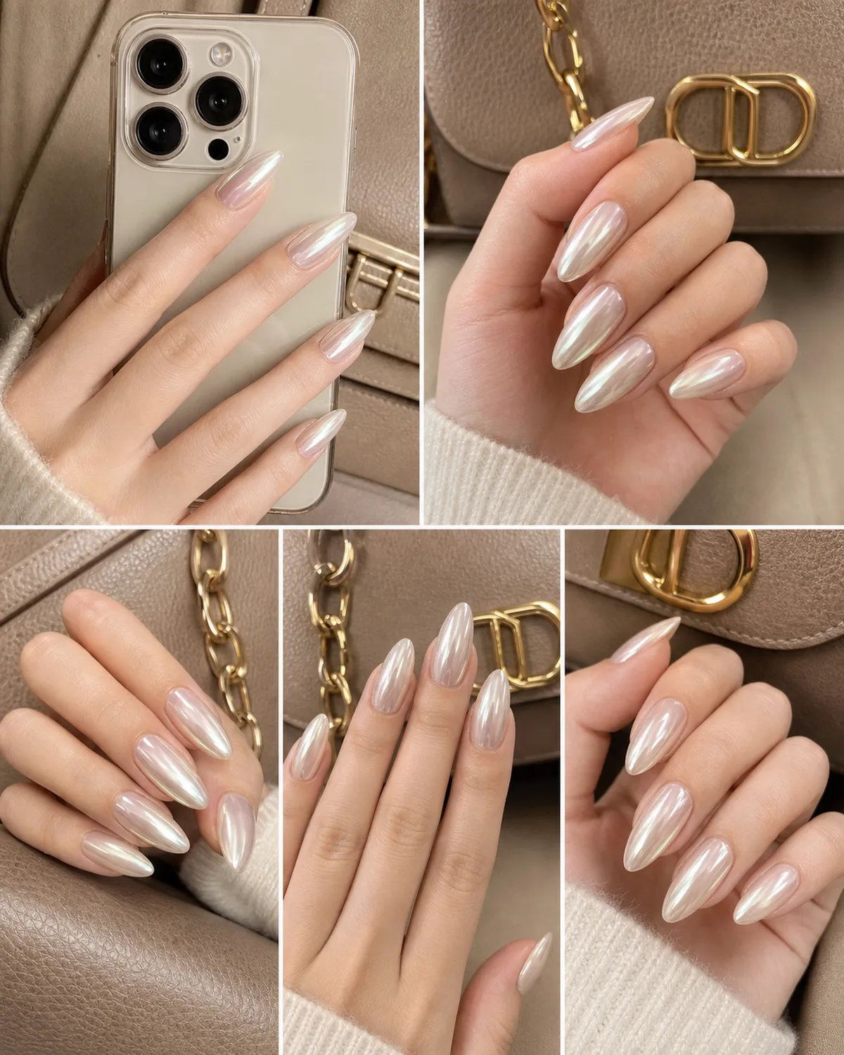 Pink Mirror Almond Press-On Nails view 2