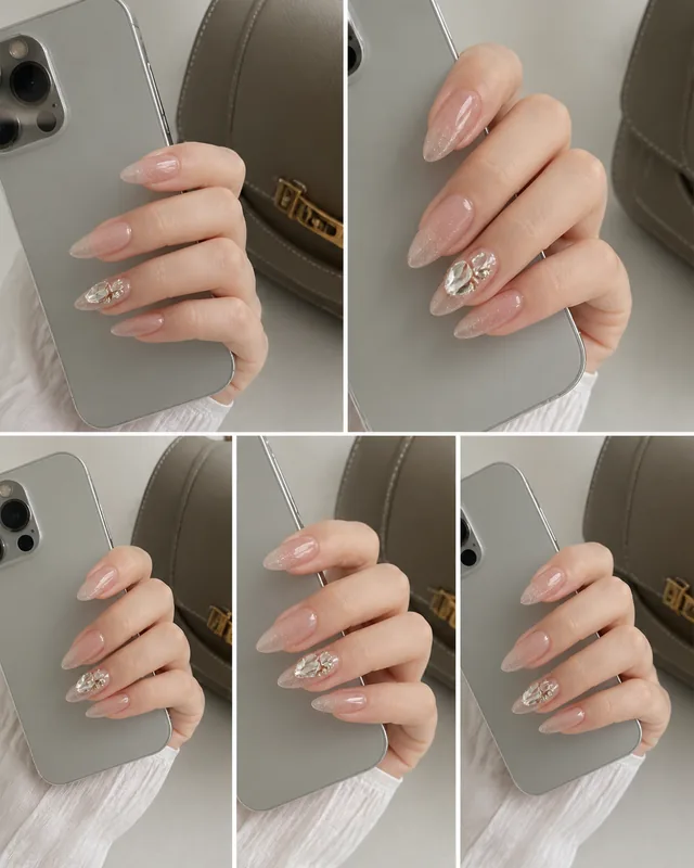 Ultra-Sparkle Icy Cat-Eye Press-On Nails worn on hand