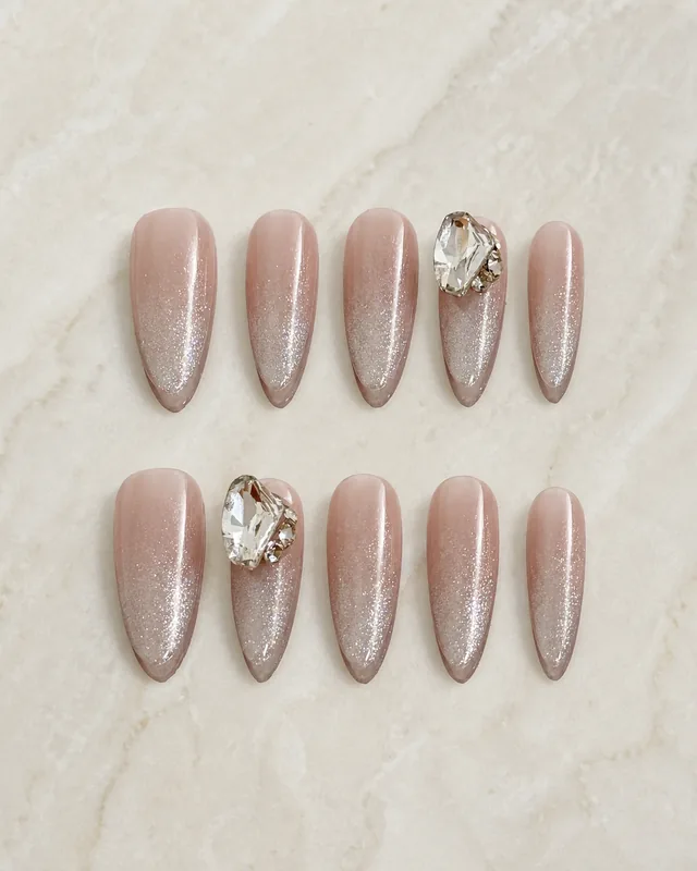 Ultra-Sparkle Icy Cat-Eye Press-On Nails product photograph
