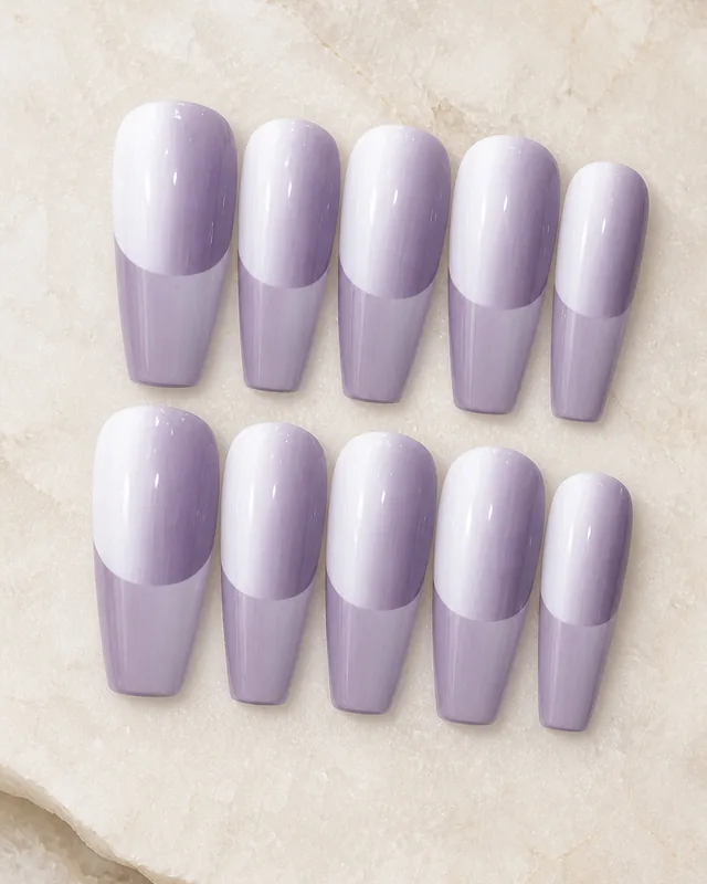 Purple Negative-Space French Press-On Nails product photograph